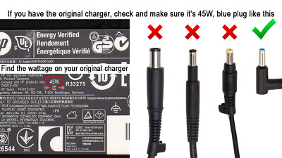 Chargeur HP 45W TPN-DA16 19,5V - Pointe Bleue, Compatible De Nombreux HP, Occasion Fonctionnel, Garantie 1 An
