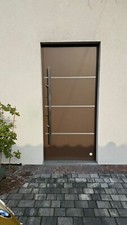 Aluminium front door Schuco ADS UP - with led handbar and 5 point locking system
