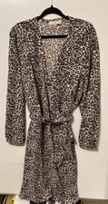 Loft Animal Print Long Sleeve Wrap Tie Waist Knee Length Dress Size 22