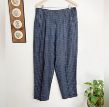 Vintage 90s High Waisted Plaid Woven Tapered Trousers Womens Plus 14