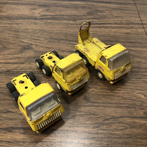 3x Vintage TONKA 55010 Yellow Semi Truck Cab Pressed Steel Small Cement Mixer
