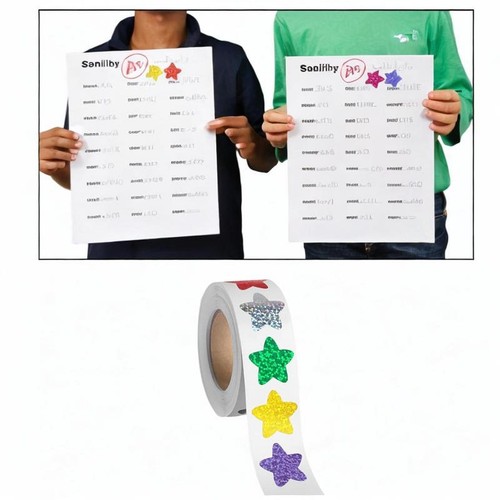 Large Multicolored Star Stickers 500Pcs/Roll 38mm/1.5in Portable Teachers - Picture 2 of 6