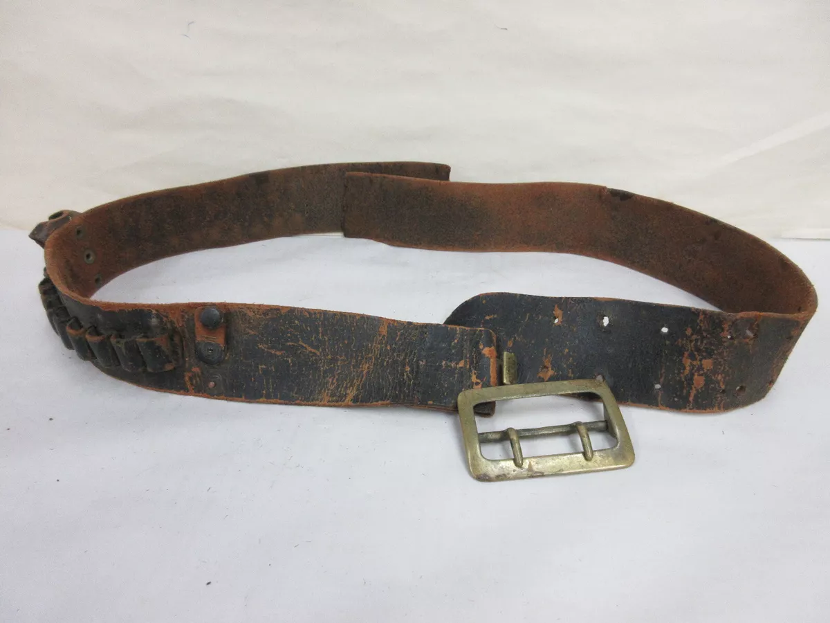 Vintage Buffalo Leather Belt with Brass Buckle England Raufastener Co