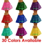 Women Satin Mini Tiered Skirts Lady Pleated Retro Waist Shiny Club Short Dress