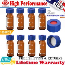 1000pcs Lab 2ml Autosampler Vials Caps AmberGlass Bottle 9-425 Screw Thread Top