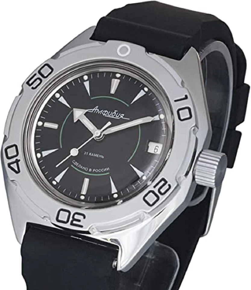 Reloj mecánico de buceo negro Vostok Amphibian Russian 670923 para hombre Foto 4 de 4