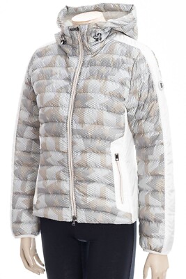New Women's BOGNER Jonna Puffer Jacket Size US 10 Color White/Grey