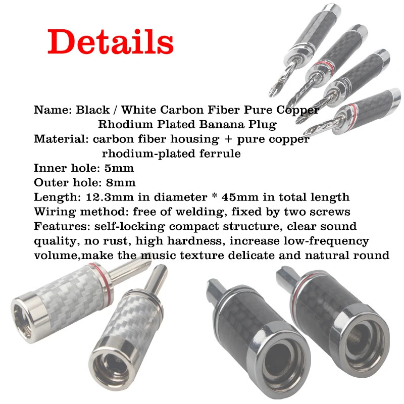 SONARQUEST CN-30 Carbon Fiber Shell Audio Speaker Cable Banana Plug Connector X 4 Pcs P 330