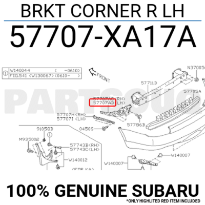 57707XA17A Genuine Subaru BRKT CORNER R LH 57707-XA17A | eBay
