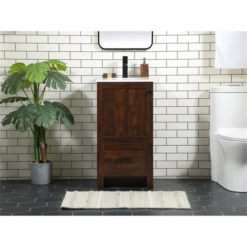 Elegant Decor Soma 18" Aluminum MDF Single Bathroom Vanity in Expresso - Picture 7 of 8