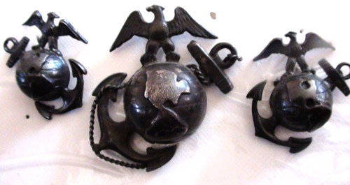 USMC H-H sterling 1937 EGA's matched set of hat & collars