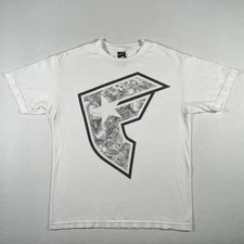 Vintage Famous Stars And Straps Shirt Mens Medium White Floral Logo Skate Y2K