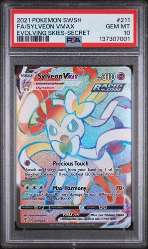 2021 SYLVEON VMAX 211/203 SECRET EVOLVING SKIES POKEMON PSA 10