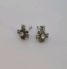 .925 Sterling Silver Stud Cross Earrings
