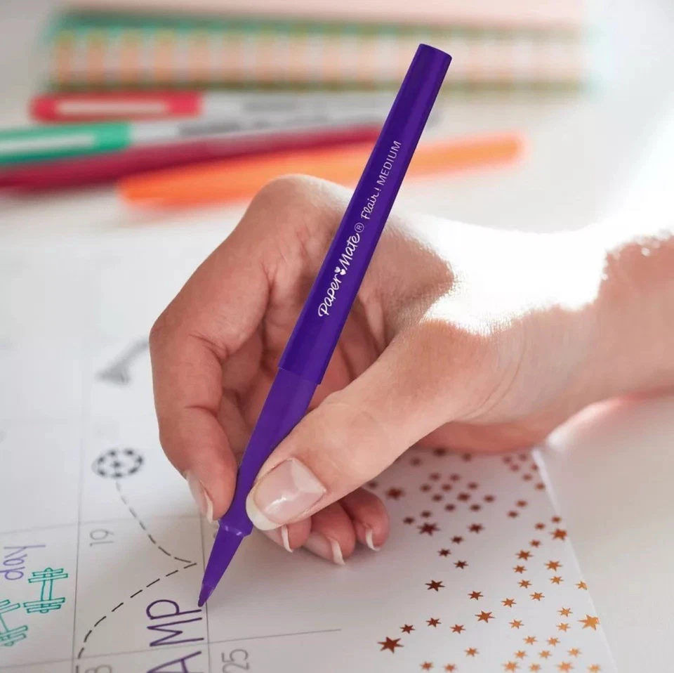 Plumas de punta de fieltro Paper Mate Flair 24pk 4 puntas estilos multicolor regalo Foto 2 de 4