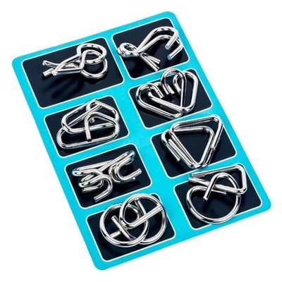 8PCS Metal Puzzle Wire IQ Mind Brain Teaser Toys IQ creative Educational Toys D