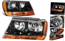 HL-OH-JGC99-BK-AM-T2 Black Amber Headlights Assembly Replacement Compatible