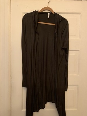 Celeste Dark Gray Women s Plus Size Hooded Lightweight Duster Size 1XL