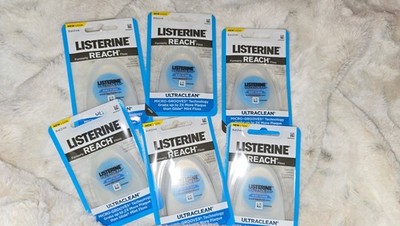 6 Pack Listerine Reach Ultraclean Dental Floss Mint Micro Grooves 30 yd Each