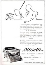 PUBB.1928 OLIVETTI M. 20 MACCHINA DA SCRIVERE TYPEWRITER DITTA SCRITTURA IVREA
