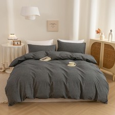 ECOCOTT Duvet Cover Set, 100 Washed Cotton Linen-Like Textured Soft Breathabl