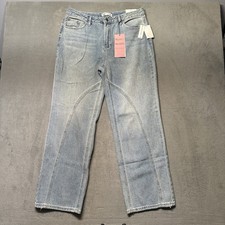 YMI Womens 13/31 Relaxed Wide Leg Jeans Blue Light Wash High Rise Denim NWT