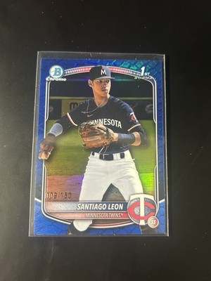 2025 Bowman Chrome Santiago Leon 1st Blue Refractor /150 Rookie RC #BCP-247