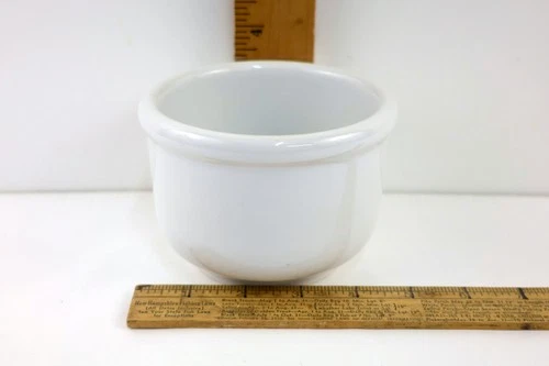 Vintage McCoy LTD Pottery White Footed Soup Chili Bowl Crock 3.5"H x 5"D