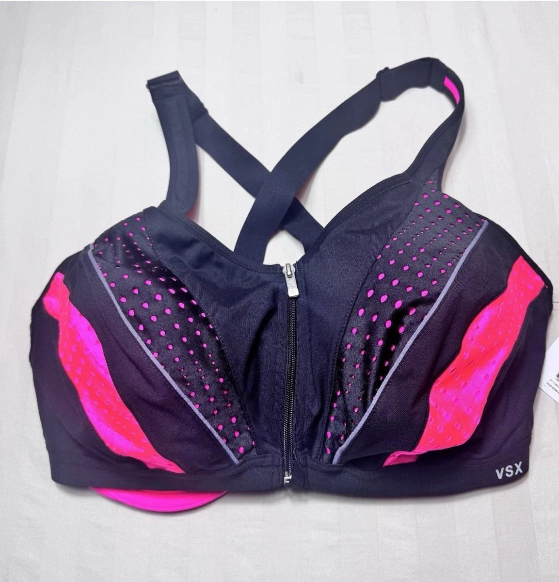 Victorias Secret VSX Knockout Sports Bra Sz 36D Front Close Pink