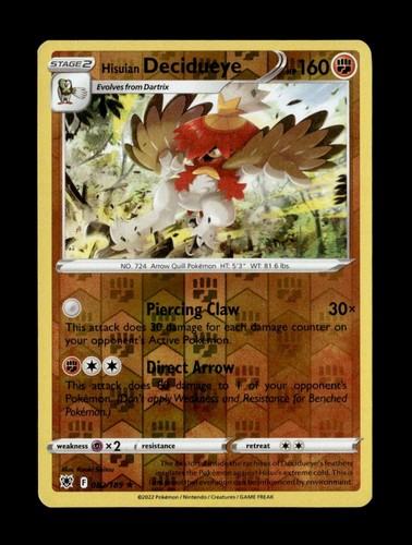 Hisuian Decidueye 082/189 SWSH10: Astral Radiance Holo Rare Reverse Holo Pokemon
