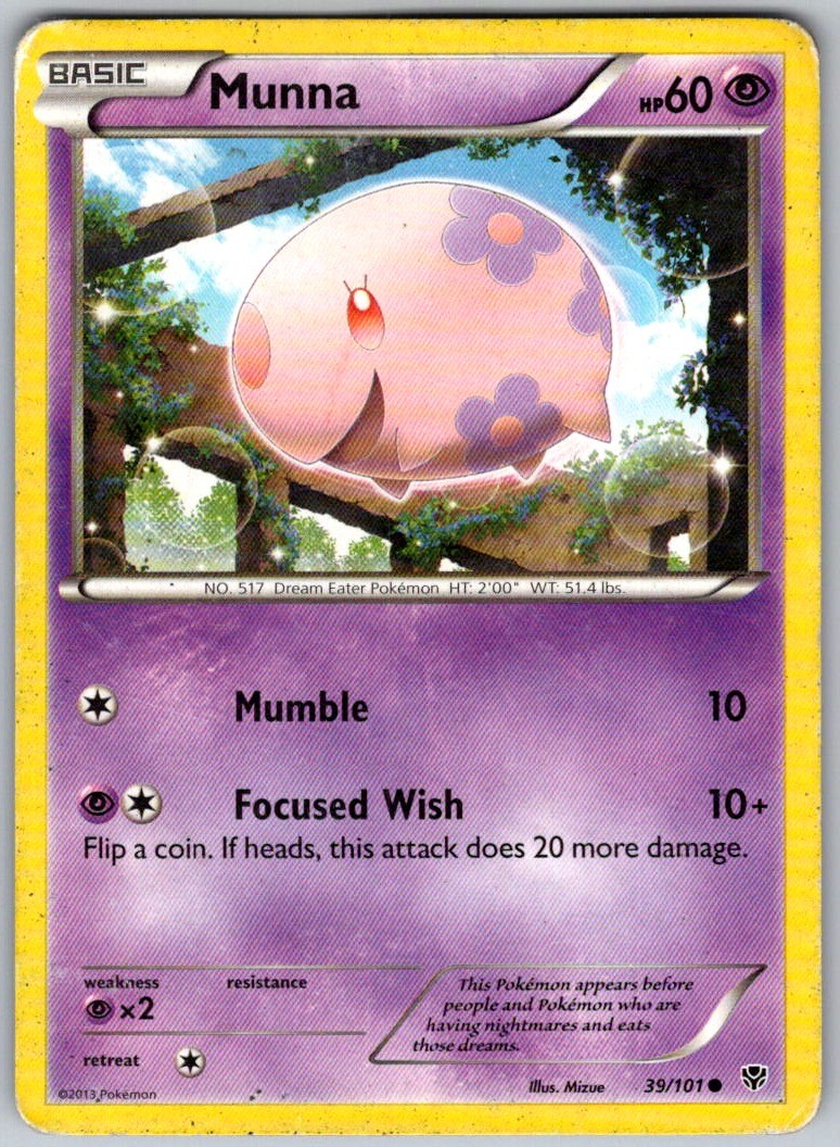2013 Munna 39/101 Pokemon Plasma Blast C