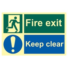 Image of ASEC `Fire Escape Keep Clear` Sign Photoluminescent 300mm x 200mm - 300mm x 200m