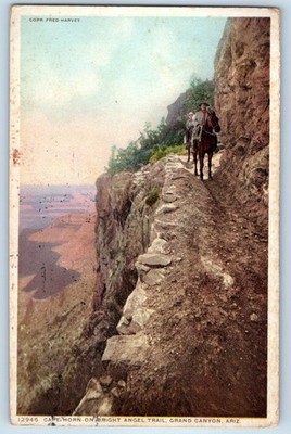1920 Grand Canyon Arizona Fred Harvey Postcard Cape Horn Bright Angel Trail Rock