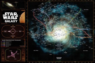 Star Wars Galaxy Map Galactic Trade Routes Poster Wall Art Print Decor Sci-Fi