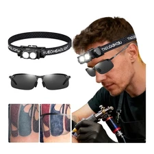 Tattoo Work Light Kit -Polarized LED Anti-Reflective Glasses Set, Black 