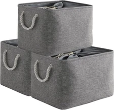 Storage Basket for Organizing - 16x12x12 inch 3 Pack Fabric Storage Cubes, Cu...