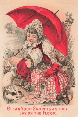 Wash Your Carpets As They Lay On The Floor Nine O'clock Washing Tea Trade Card
