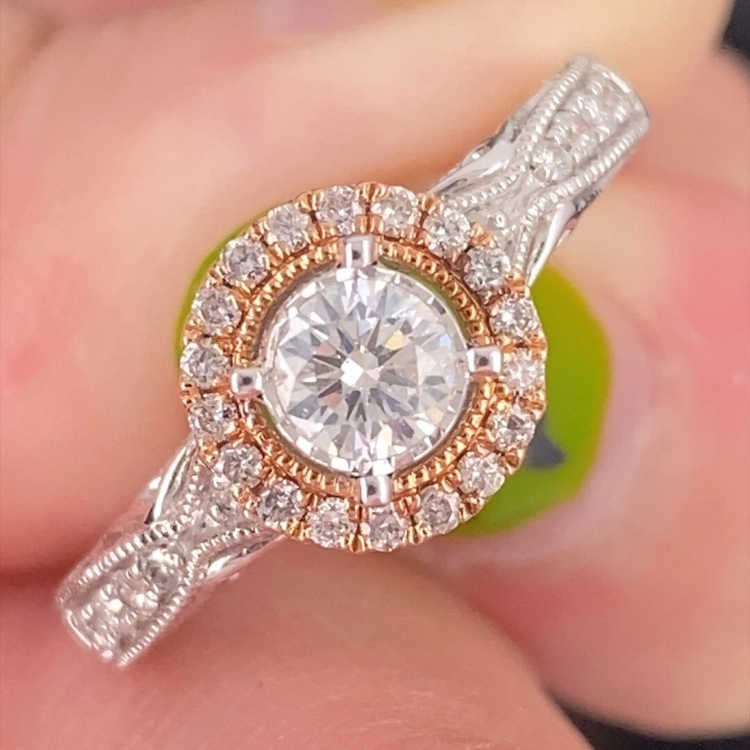 Simply Vera Vera Wang 14k Gold 1 2Ctw Diamond Halo Engagement Ring