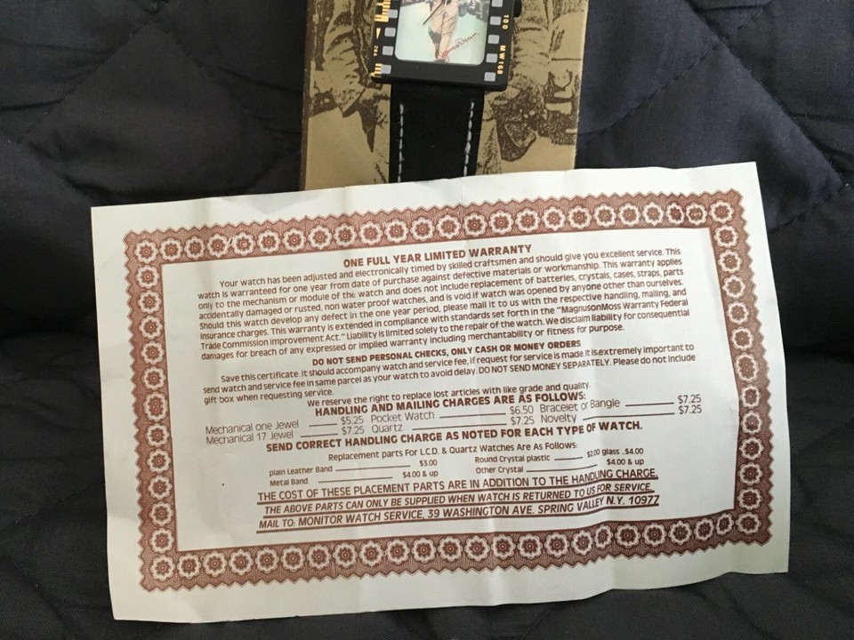 James Dean Foundation Memories Brand 1990 film strip watch MW168 new