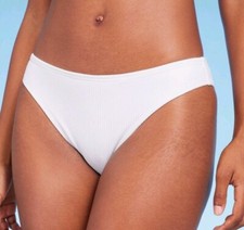 Women's Ribbed Hipster Cheeky Bikini Bottom - Shade  Shore - Sz L 12-14 White