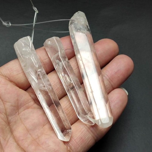 52g/3pcs Natural Clear Quartz Crystal Polishing Point Obelisk Wandw / Hole 015 - Picture 2 of 8
