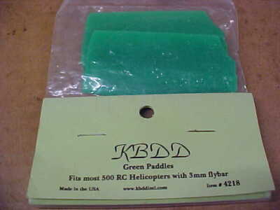 KBDD GREEN PADDLES - 4218 = FOR 3MM FLYBAR : FITS MOST 500 SIZE HELICOPTERS 