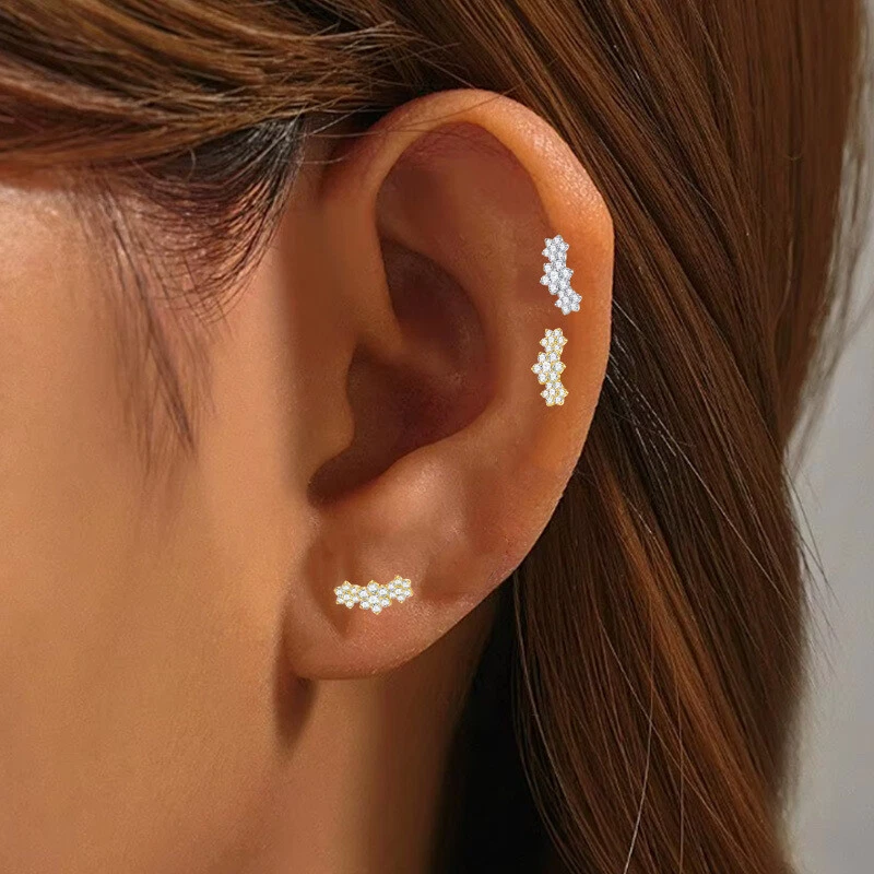 F136 Titanium Earring Hypoallergenic Piercing Stud Crawler Earring for Cartilage - Image 2 of 4