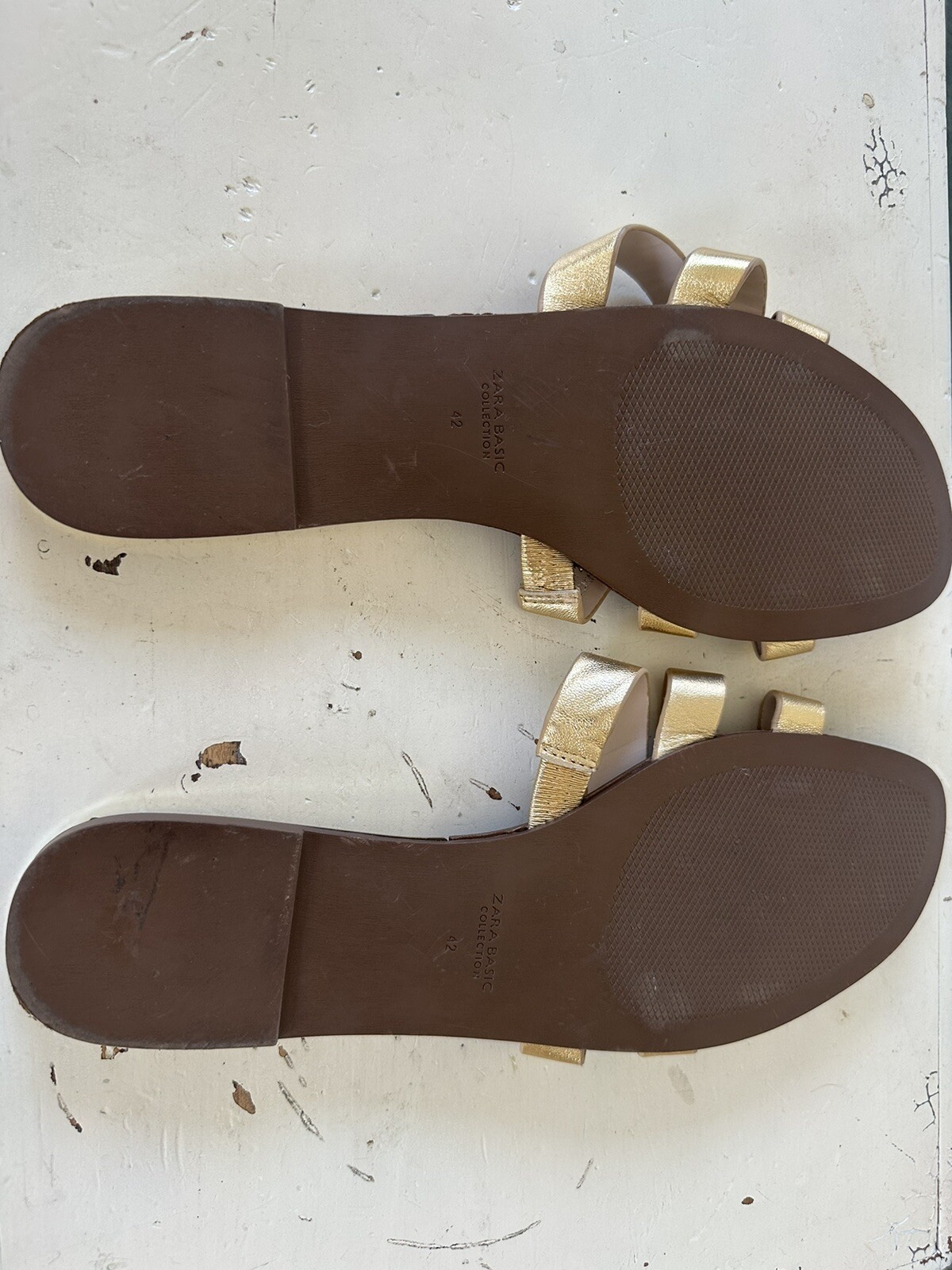 Zara Basic Collection Gold Brown Slides Women's S… - image 9