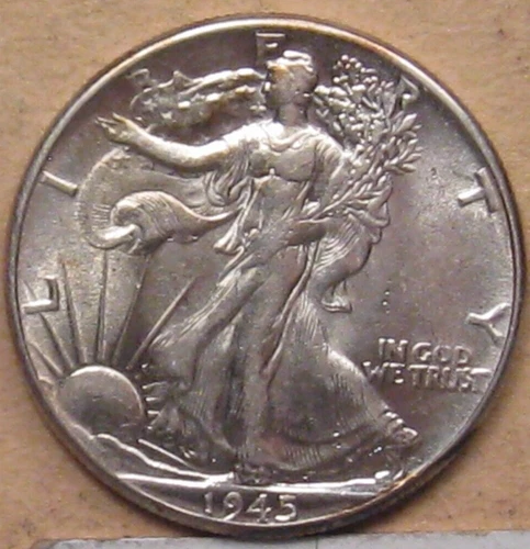 AU 1945 Silver Walking Liberty Half Dollar. #29