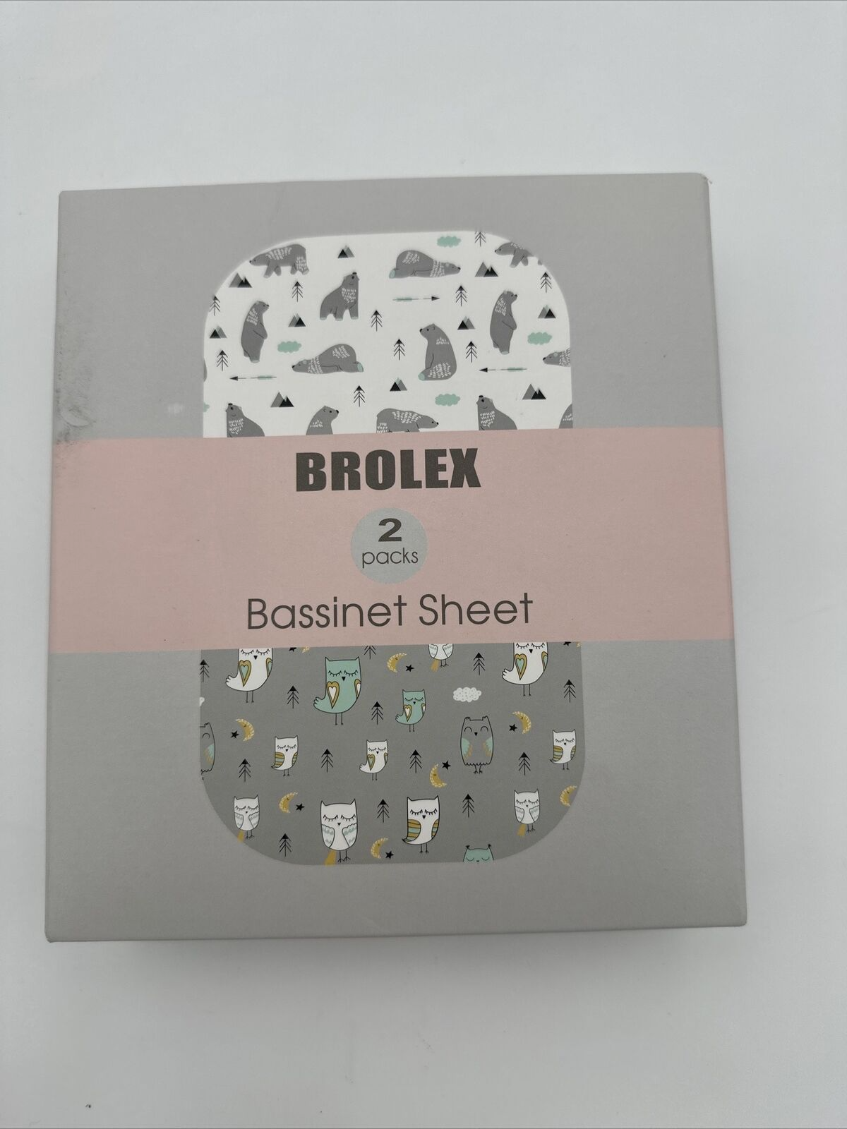 BROLEX 2-Pack Stretchy Bassinet Sheet Set Owl & Bear | eBay
