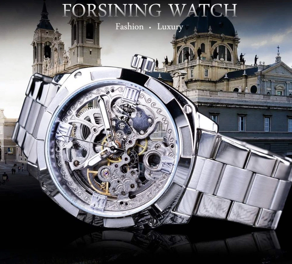 Reloj de Lujo Forsining Hombre Esqueleto Mecánico Impermeable Gran Idea de Regalo Foto 4 de 4