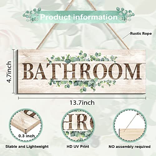 Bathroom Sign Wall Decor Cute Bathroom Decor Plant Print Half Bathroom ...