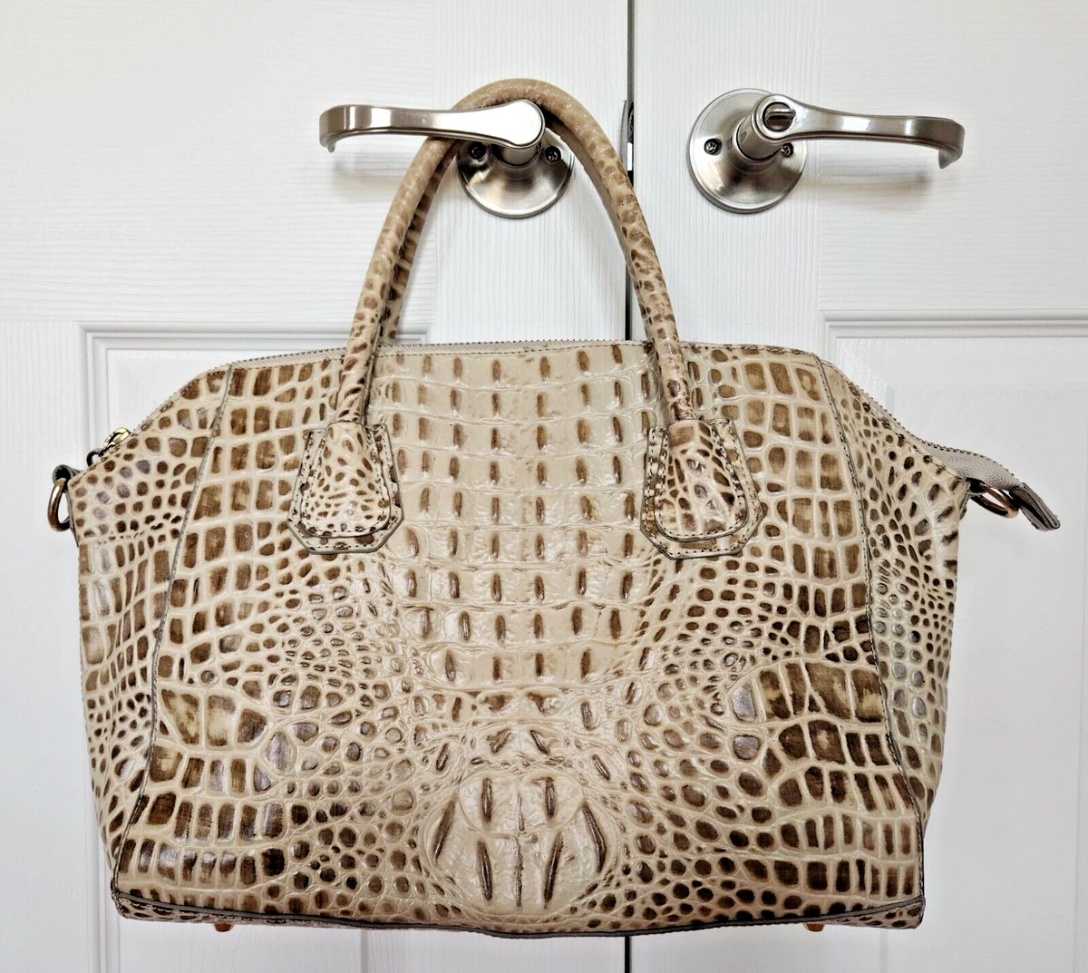 DANIER BIG LIGHT BEIGE GREEN CROCODILE LEATHER IMITATION BAG