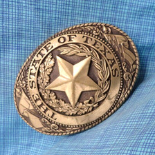 State Of Texas Belt Buckle Tony Lama Exclusive Solid Brass Vintage 80s  .SHY382